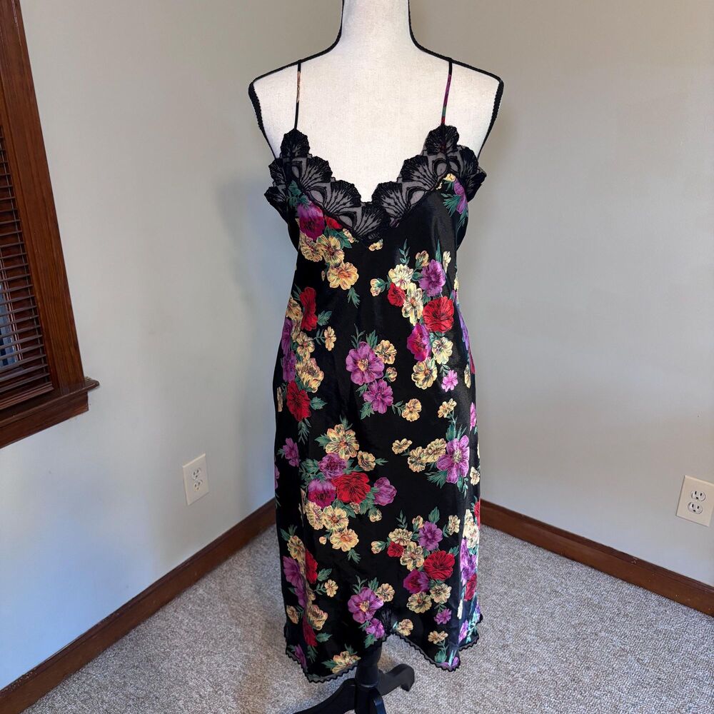 Vintage Victoria’s Secret Gold Label Satin Floral Slip Dress Size Small - Picture 6 of 16